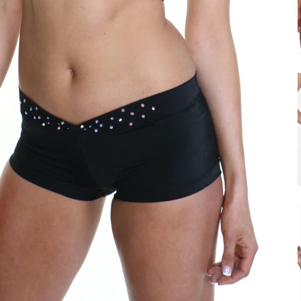Black Rhinestone V-Waist Pro Dance/Cheer Audition Shorts